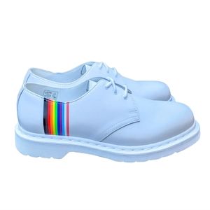 Doc Dr Martens 1461 For Pride Oxford Shoes White Smooth Leather Men Siz 8 Wmn 9
